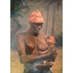 Portrait Mère Et Enfant Africain 